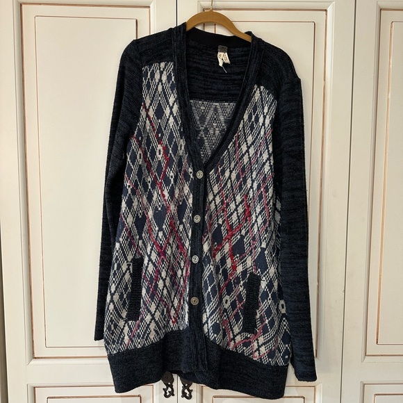 FREE PEOPLE Foxtrot Wool Argyle Cardigan - Picture 2 of 6